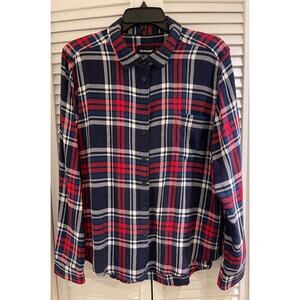 Joe Boxer Women's 55%Cotton/45%Rayon Button Shirt XL Blue & Red Plaid A+